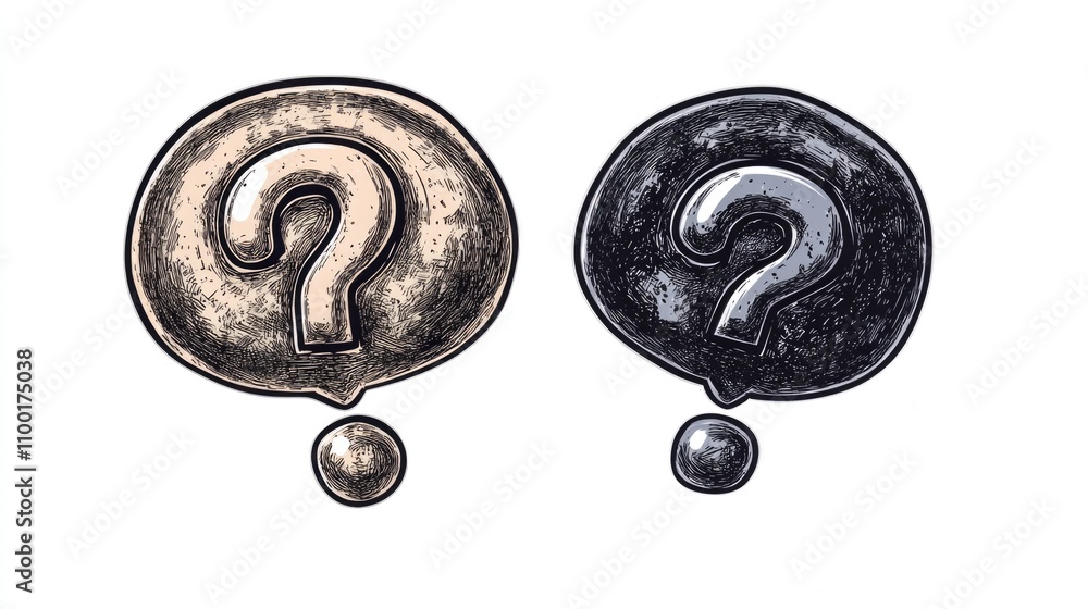 Poster a stylized illustration of two interconnected question marks, perfect for highlighting curiosity or 