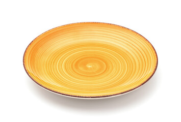 Empty orange ceramic round plate