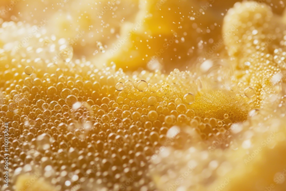 Poster a close-up shot of various food bubbles, perfect for use in recipes or cooking tutorials