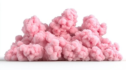 Fototapeta premium A photostock of soft and fluffy pink cotton candy arranged in clouds, isolated on a plain white background, great for carnival or nostalgia-inspired projects. High Quality