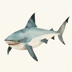 Fototapeta premium A beautifully illustrated shark showcasing its sleek design and powerful nature, perfect for marine life enthusiasts and educators.