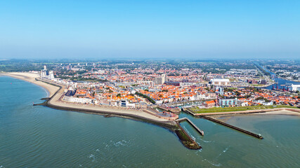 Obraz premium Aerial from the historical town Vlissingen in Zeeland the Netherlands