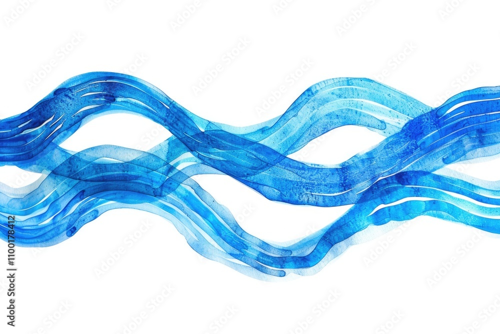 Poster a soothing image of blue waves on a white background, perfect for use in relaxation or wellness-rela