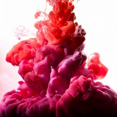 Fototapeta premium red and pink ink in water liquid color backdrop