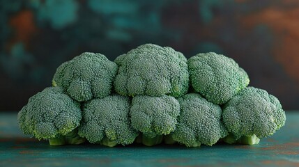 Fresh green broccoli on rustic background - healthy eating concept