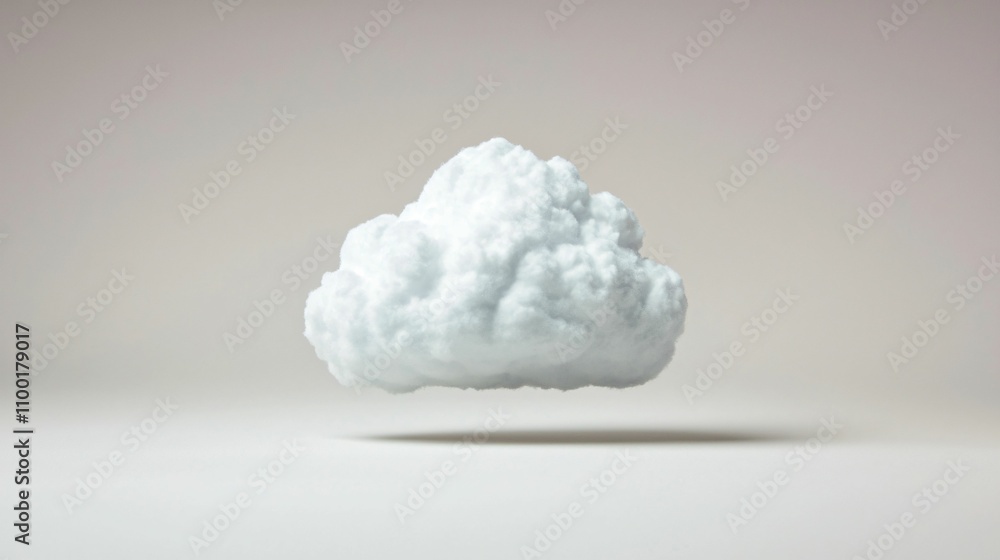 Poster cloud computing optimize. a fluffy white cloud floats in a minimalist setting, creating a soft, sere
