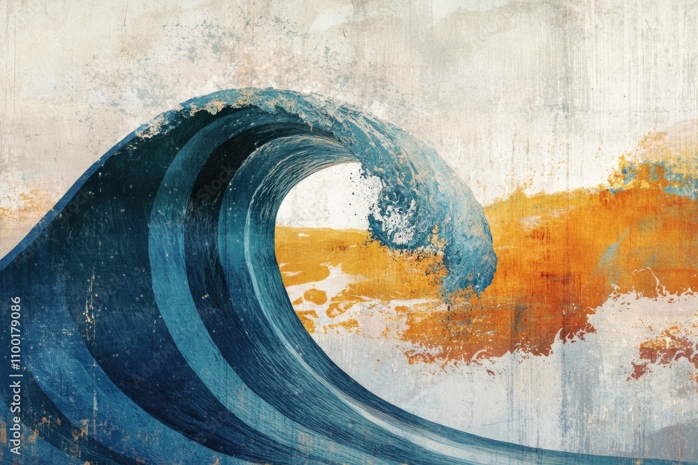 Poster a powerful wave crashing into the ocean