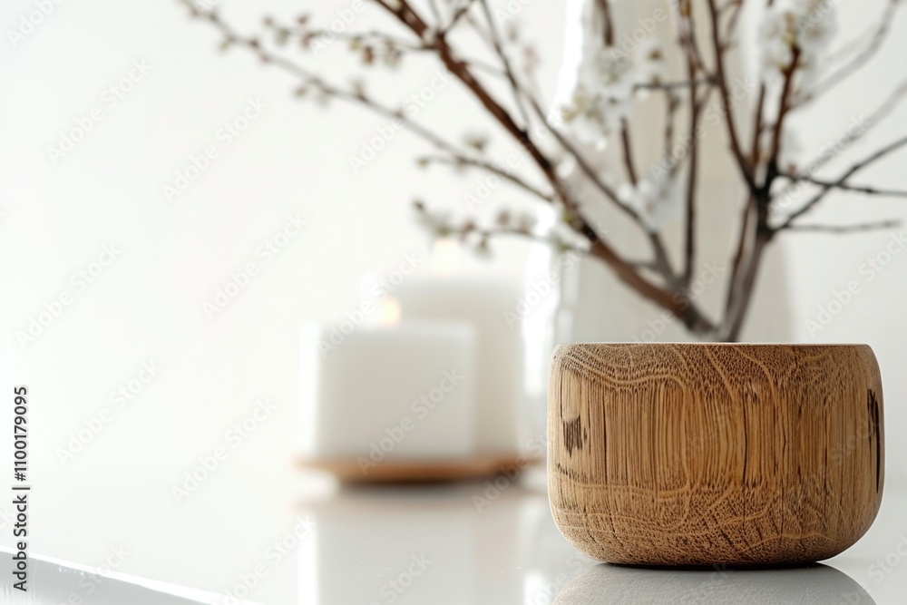 Poster a wooden bowl sits on a table, ready for use or display