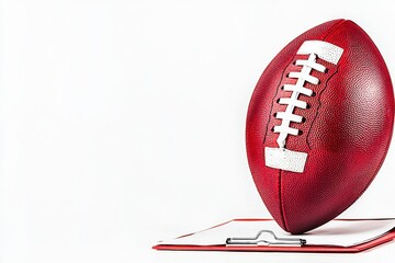 Obraz premium A red football rests on a clipboard, symbolizing strategy and preparation in the game.