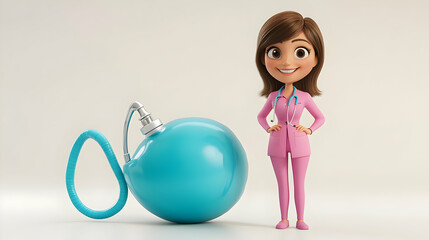 Cartoon Doctor and Perfume Bomb 3D Illustration