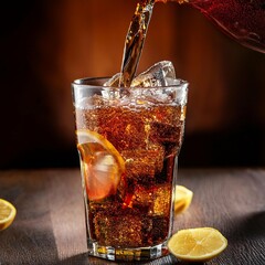 pouring cola drink drinks lemonade softdrinks in a glass