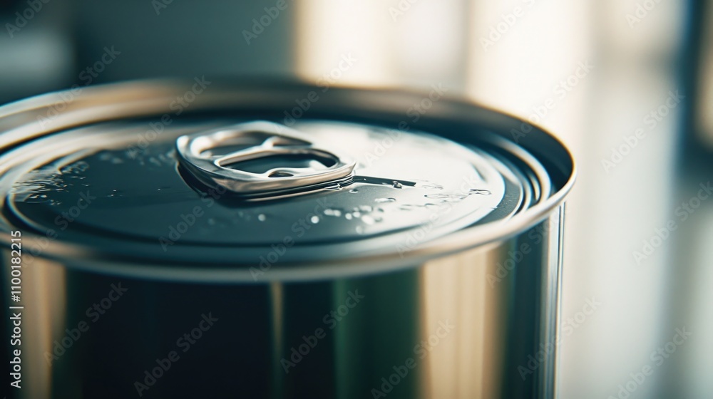 Poster A close-up shot of a can of soda with label and texture visible