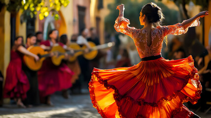Fototapeta premium Lively flamenco dance in Seville, passion and tradition in every step