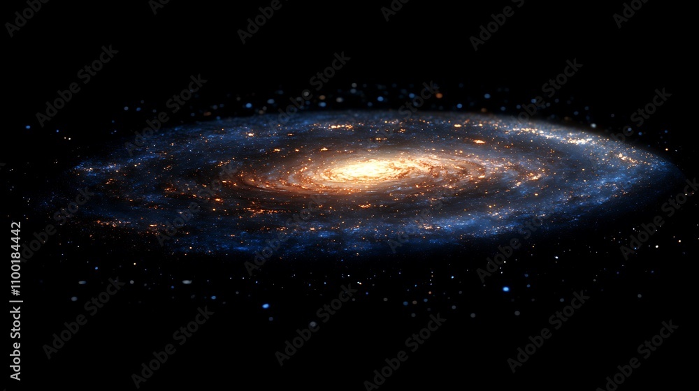 Poster a hyper-realistic depiction of a spiraling galaxy in deep space, captured in 4k resolution.