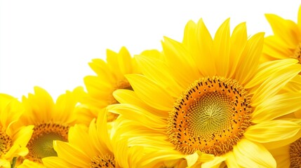 Obraz premium Yellow sunflowers against a white background.