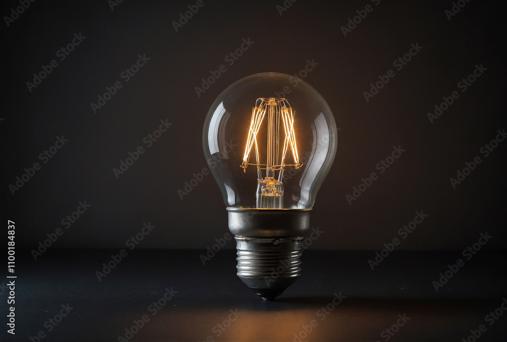 Poster lightbulb glowing faintly in a dark, neutral background with space for text around it