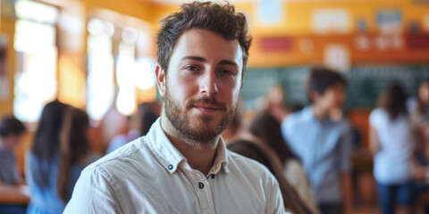 Fototapeta premium teacher man in class portrait Generative AI