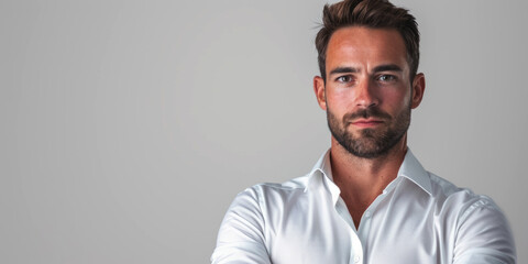 Obraz premium young man on white background portrait Generative AI