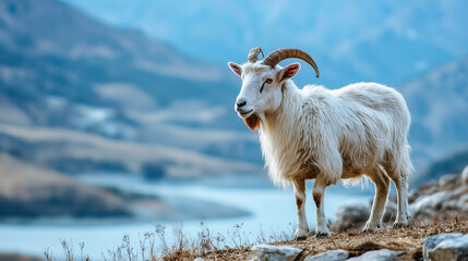 Fototapeta premium Mountain goat on a rock
