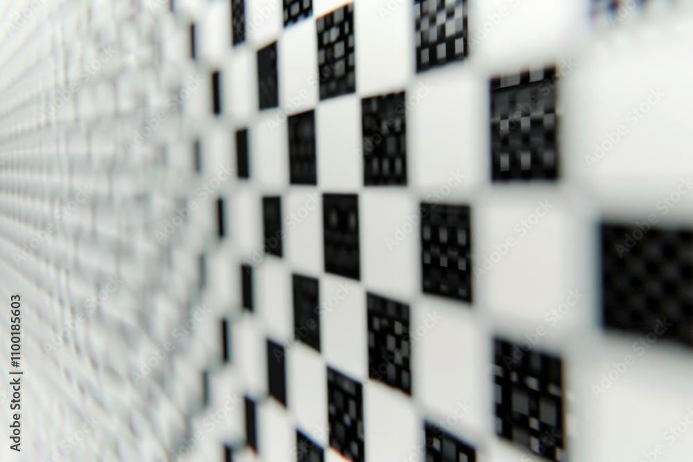 Poster a simple geometric design featuring alternating black and white squares