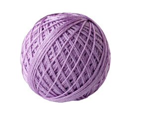 Sphere with purple cotton thread on transparent background