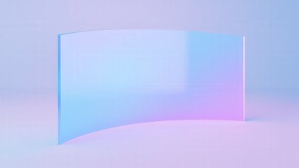 Obraz premium Curved acrylic mockup showcasing a seamless blue-to-pink gradient and glossy surface, ideal for creative projects.