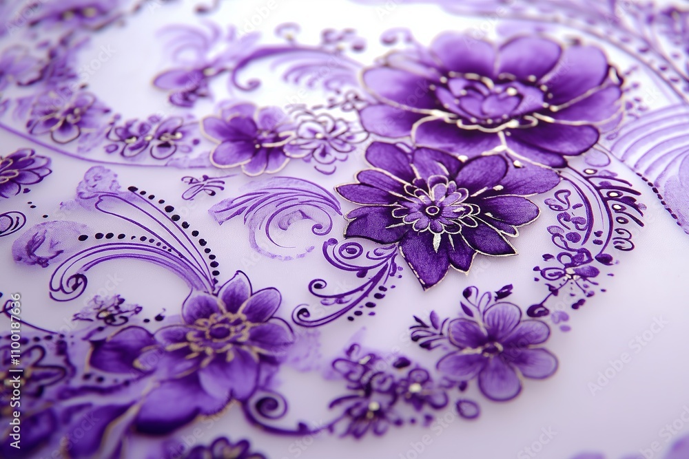 Poster Close-up of intricate traditional Mehndi patterns in a soft monochromatic style