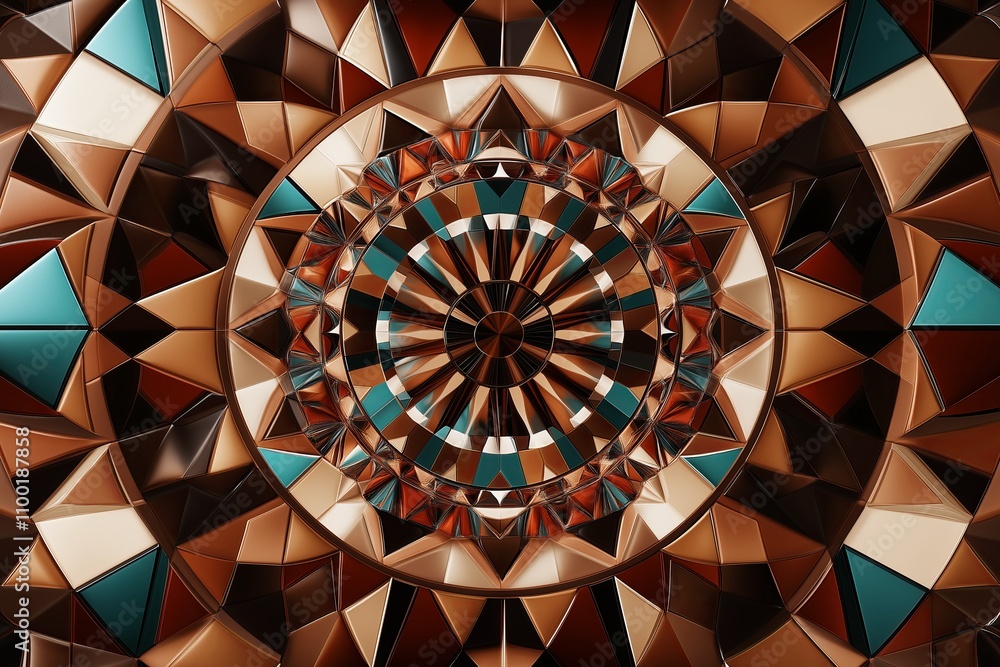 Poster a kaleidoscope of concentric geometric patterns in earth tones