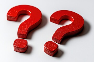 Two red question marks on a white background