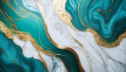 abstract marble turquoise white and gold background invitation backdrop ai generated