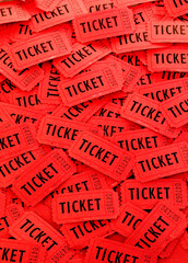 Pile of Red Tickets for Admission or Entry Into Event Performance or Amusement