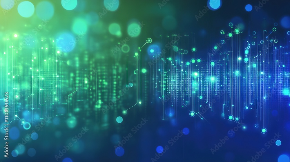 Poster vibrant abstract technology background with data visualization elements