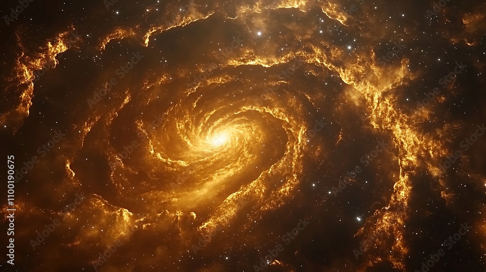 Poster a mesmerizing 4k image of a galaxy spiraling in deep space, illuminated by countless stars and glowi