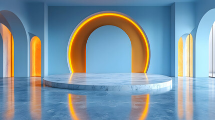 Abstract 3D Render Marble Podium Minimalist Background