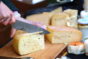 Fototapeta premium Żółty ser z domowej wytwórni, zdrowa żywność