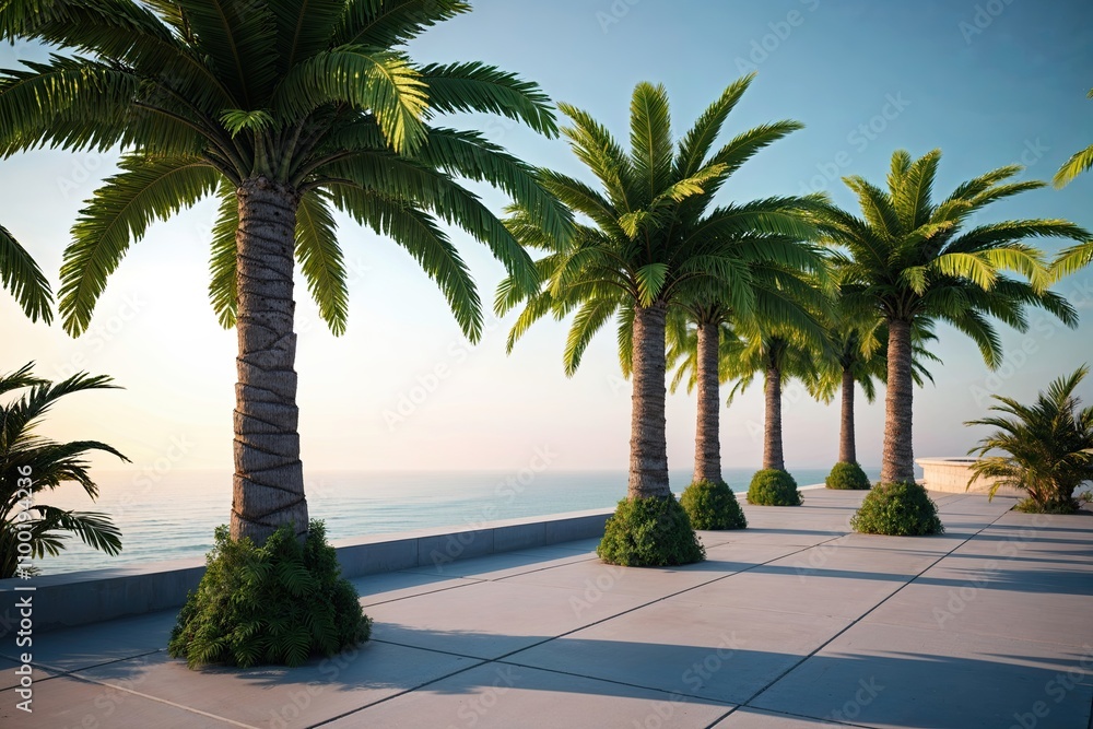 Aufkleber three dimensional palm tree rendering for tropical digital design and architectural planning