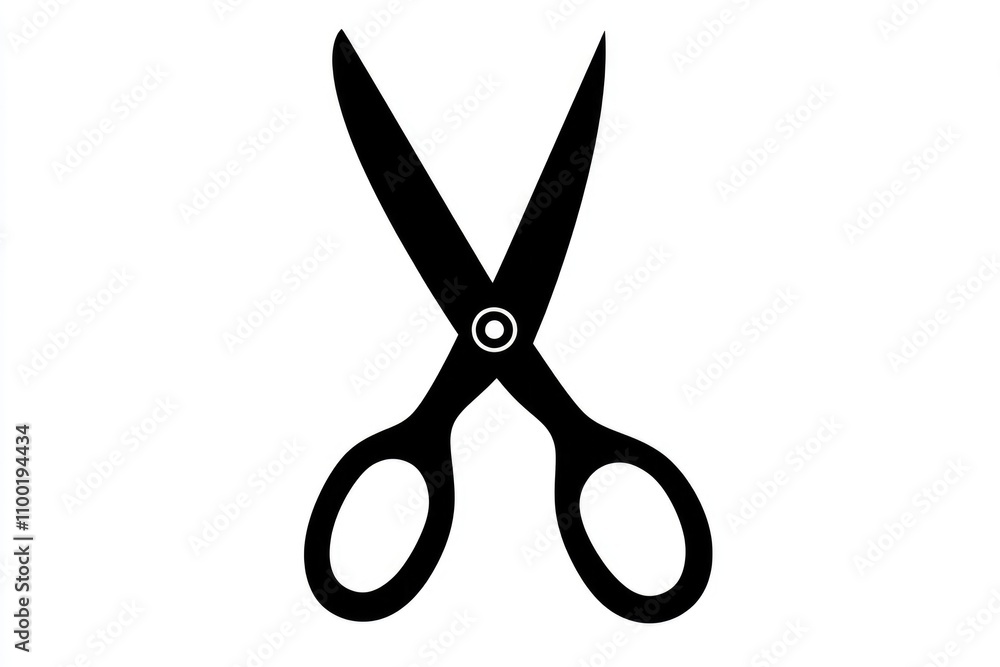 Poster a pair of black scissors on a white background