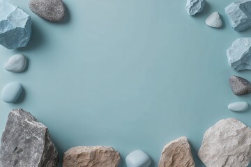 Elegant Light Blue Presentation Background Featuring Rock and Stone Elements for Modern Designs