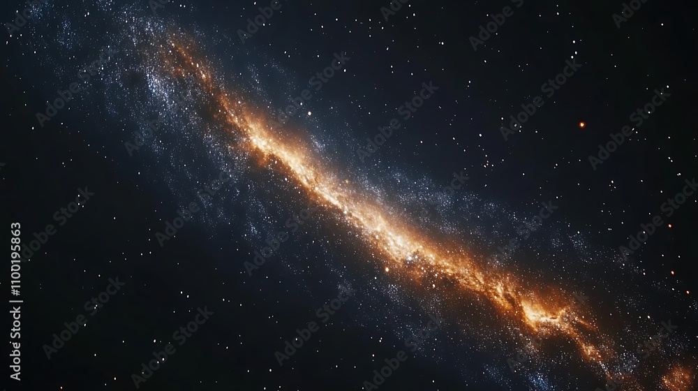 Poster a realistic depiction of the milky way galaxy, focusing on its dynamic spiral structure filled with 