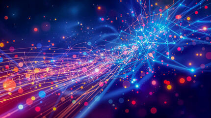 Obraz premium Dynamic Abstract Background with Light Trails and Colorful Bokeh