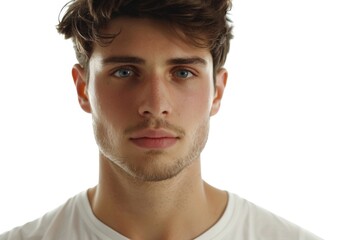 Fototapeta premium A close-up shot of a person's upper body, wearing a white shirt