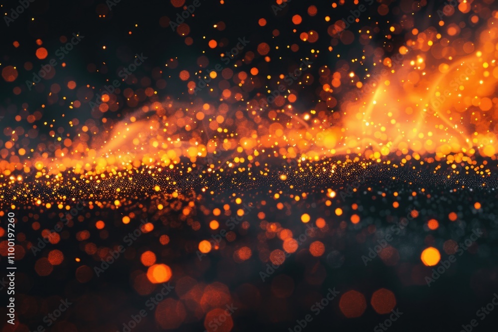 Poster a blurred image of a fire with sparks flying everywhere