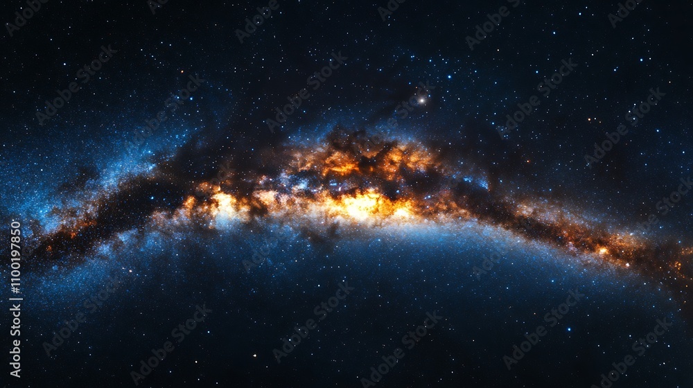 Aufkleber a realistic depiction of the milky way galaxy, focusing on its dynamic spiral structure filled with 