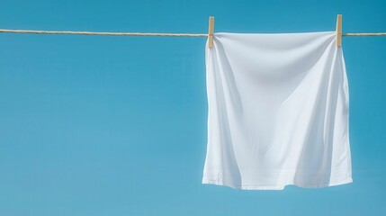 Closeup of spotless white sheets hanging on a clothesline, bright and clean, morning breeze