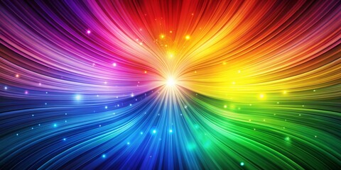 Obraz premium Rainbow Burst with Glowing Lights, Abstract Background, Color Gradient, Digital Art, Rainbow, Gradient, Light