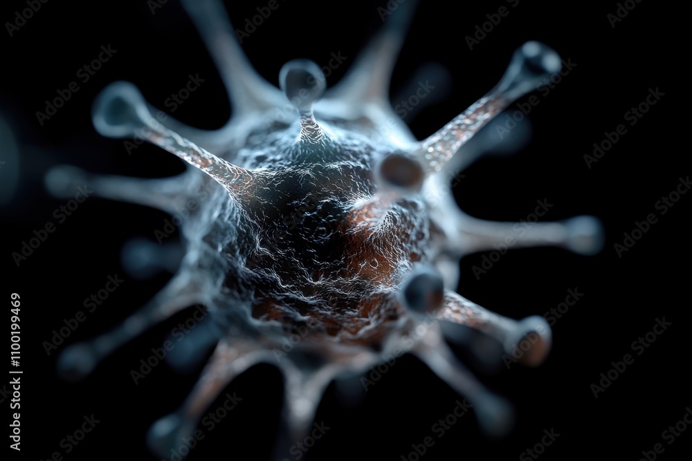 Poster a close up of a virus with a fuzzy texture
