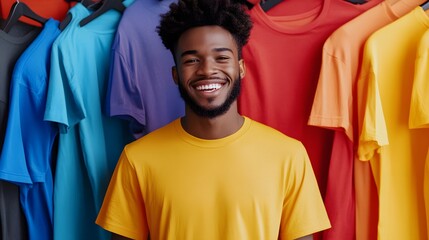 Millennial Shopper Excited by Black Friday T-Shirt Deals: Perfect for Retail Marketing and Fashion Promotions