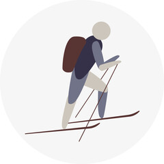 Ski Mountaineering competition icon. Colorful sport sign. 