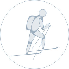 Ski Mountaineering competition icon.  Outline stroke.  