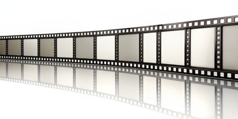 Fototapeta premium Curved Filmstrip on White Background, Film, Movie, Cinema , Reel